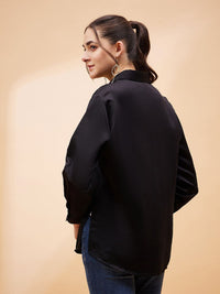 SASSAFRAS BASICS Spread Collar Long Sleeves Satin Comfort Oversized Casual Shirt