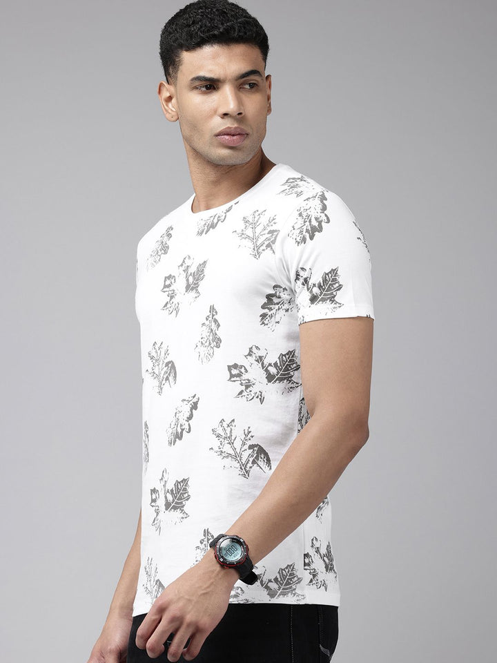 SPYKAR Tropical Printed Pure Cotton Slim Fit T-shirt