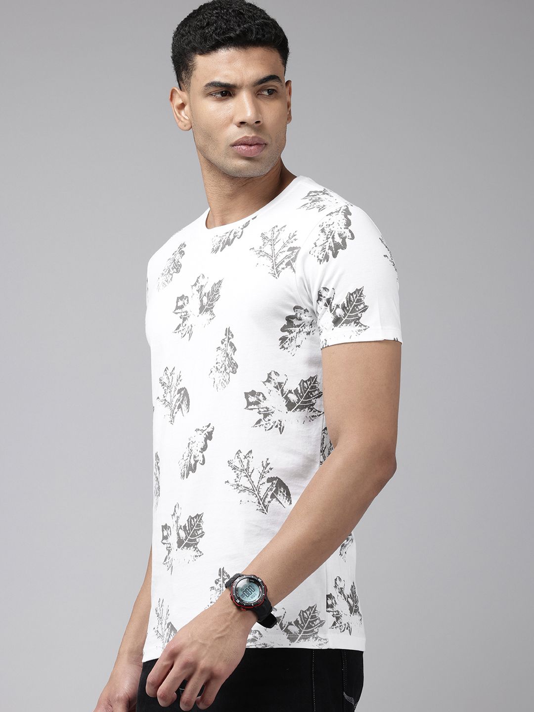 SPYKAR Tropical Printed Pure Cotton Slim Fit T-shirt