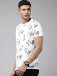 SPYKAR Tropical Printed Pure Cotton Slim Fit T-shirt