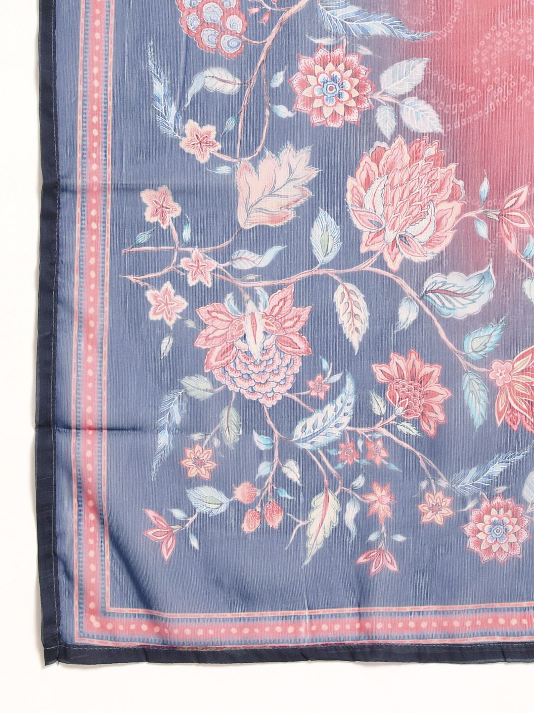 Anouk V-Neck Floral Printed Sleeveless Kurta With Trousers & Printed Dupatta