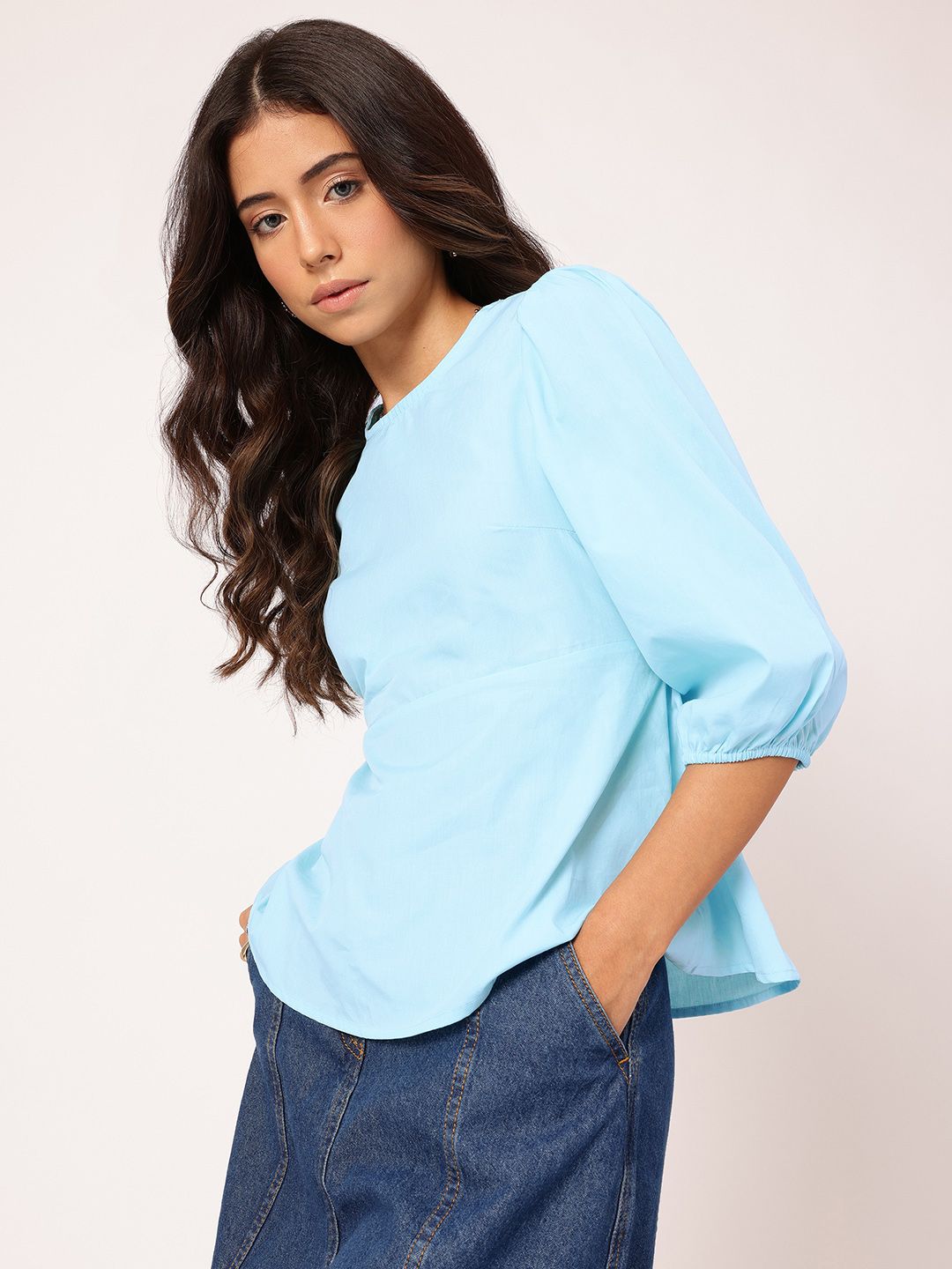 DressBerry Bow-Detail Styled Back A-line Top