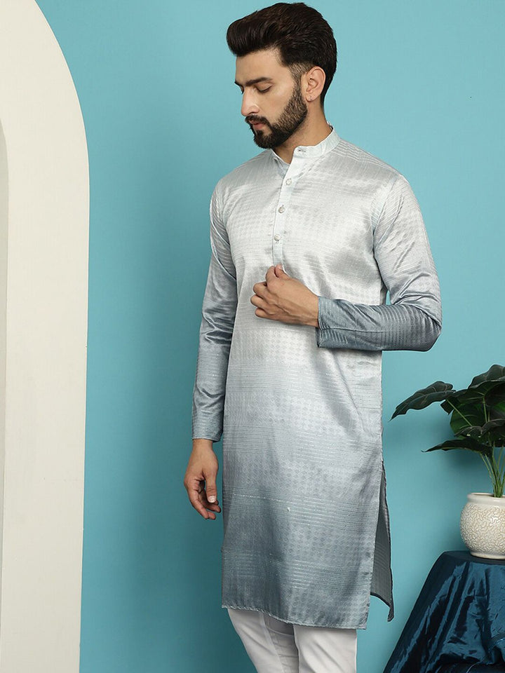 SOJANYA Mandarin Collar Ombre Silk Cotton Kurta