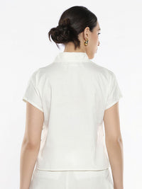 RAREISM Solid Cotton Shirt Collar Top
