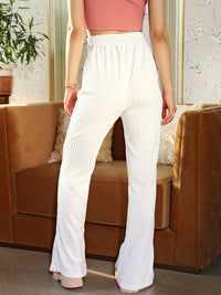 STREET 9 BASICS Women White Loose Fit High-Rise Trousers
