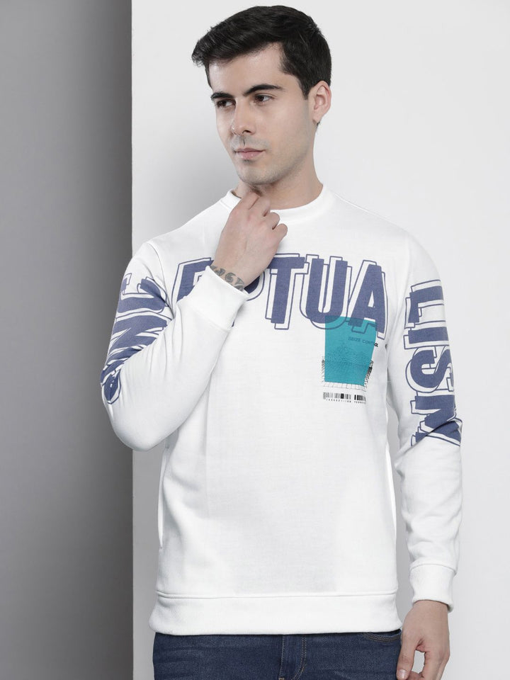 The Indian Garage Co Men White Printed Sweatshirt