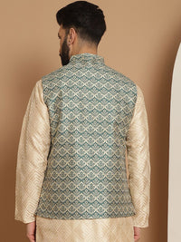 Jaket Nehru Kolar Mandarin Rekaan Tenun Hijau Anouk