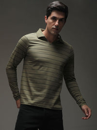 DILLINGER Men Regular Long Sleeve Polo Striped Tshirt