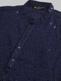 SOJANYA Embroidered Regular Sequinned Pure Cotton Kurta with Churidar