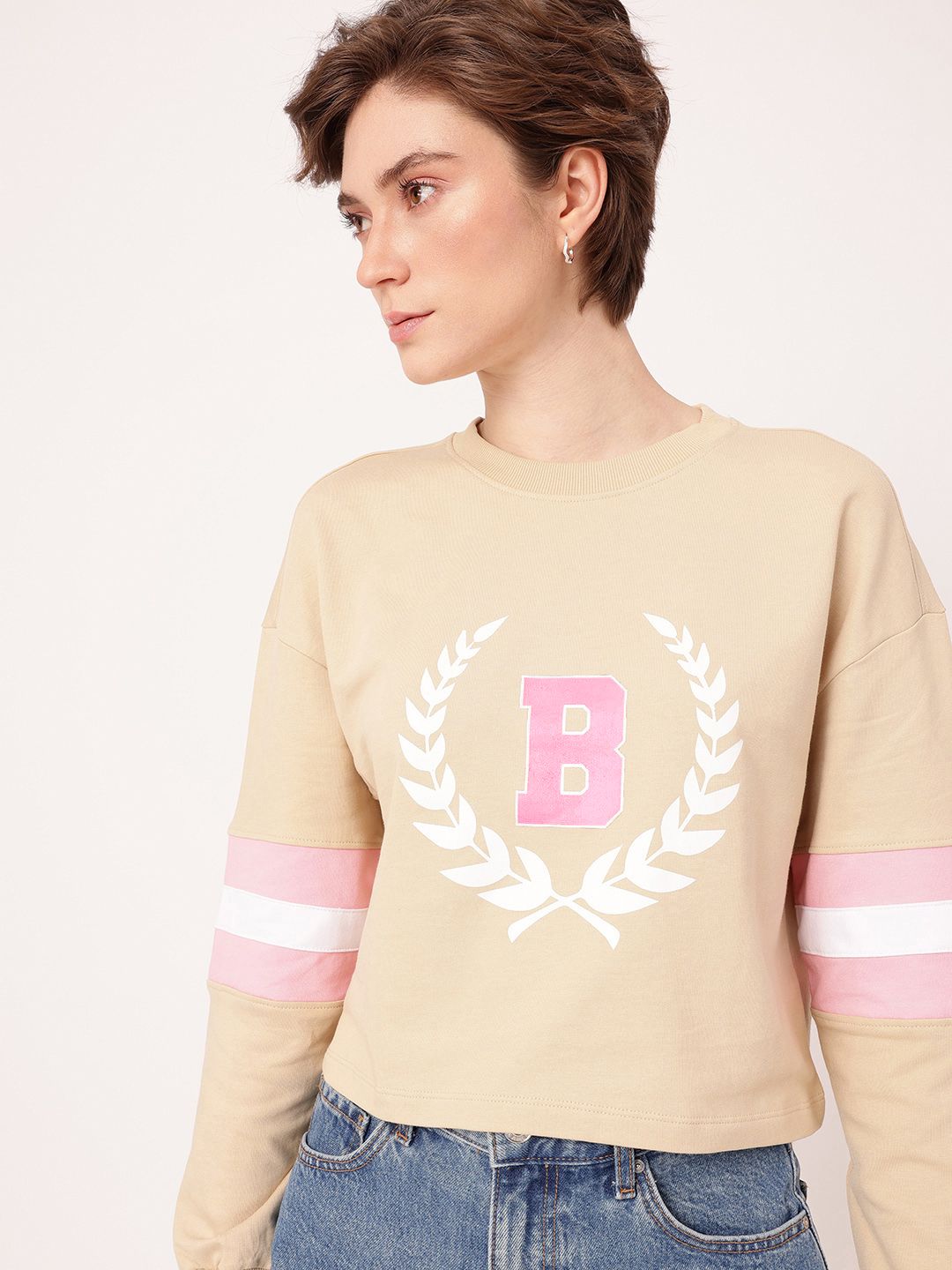 DressBerry Printed Cotton Terry Relaxed Fit Sweatshirt