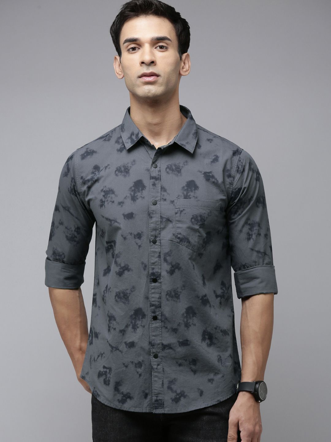 SPYKAR Men Slim Fit Printed Pure Cotton Casual Shirt