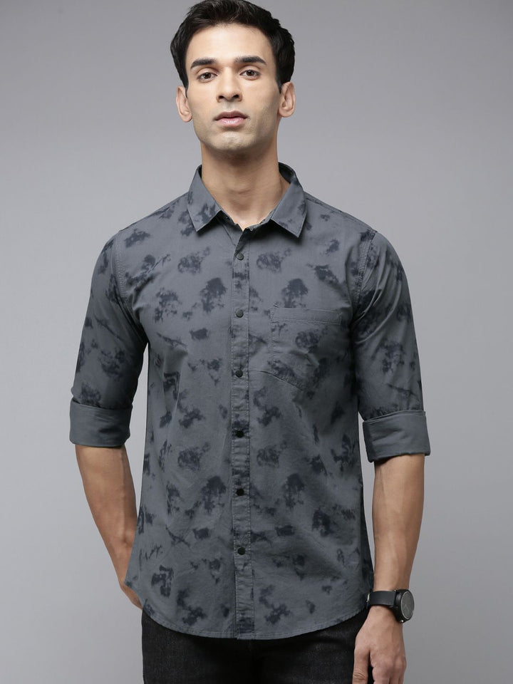 SPYKAR Men Slim Fit Printed Pure Cotton Casual Shirt