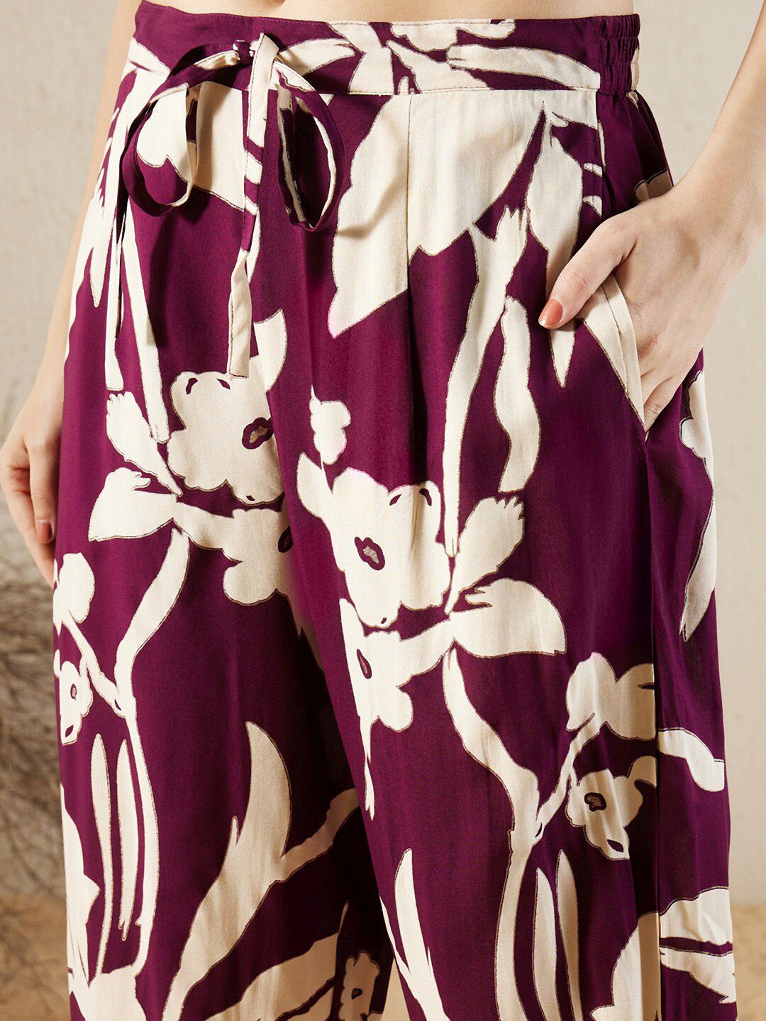 Indo Era Shirt Collar Floral Printed Straight Kurta with Trouser