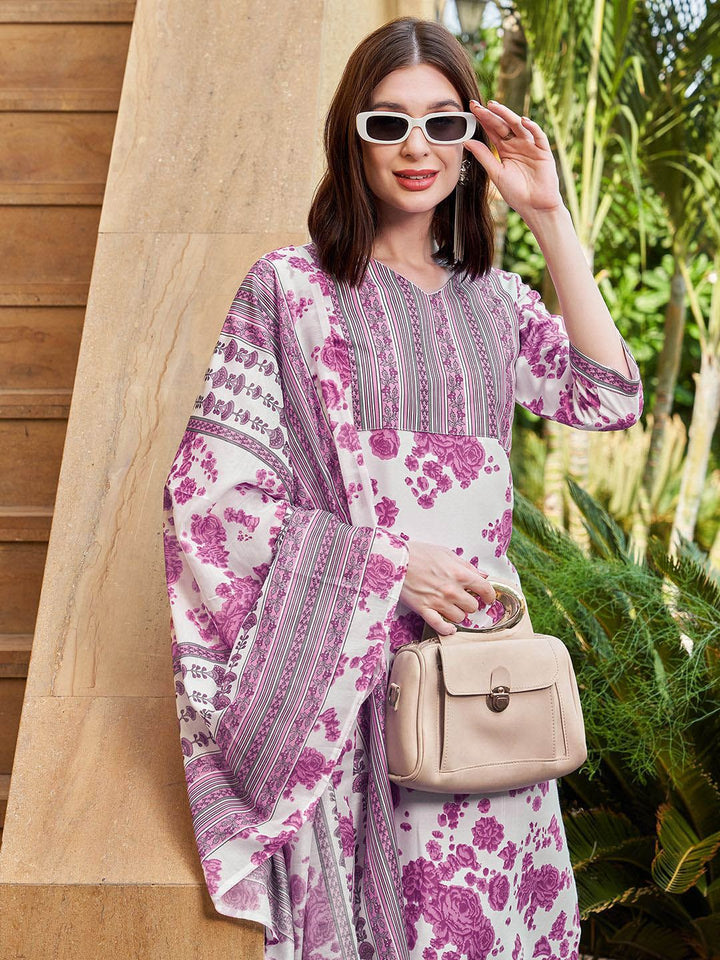 KALINI Women Floral Printed Kurta with Trousers & With Dupatta