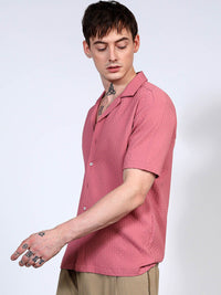 Campus Sutra Men Textured Cuban Collar Casual Shirt