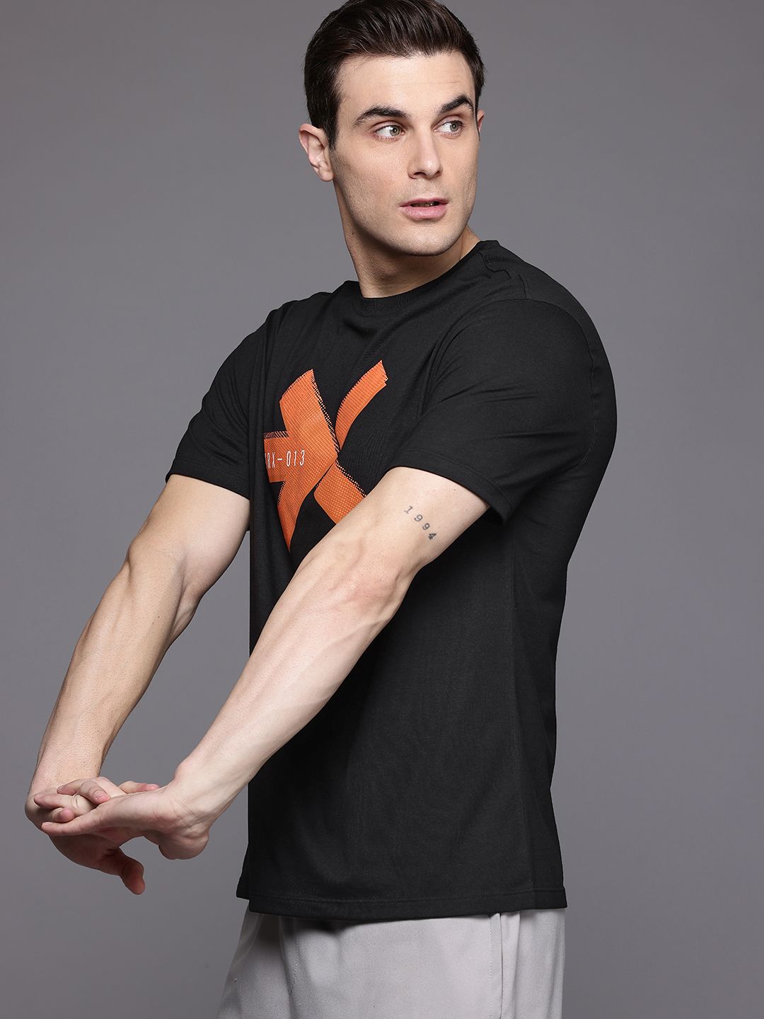 HRX by Hrithik Roshan Couple Collection Brand Logo Print Training T-shirt