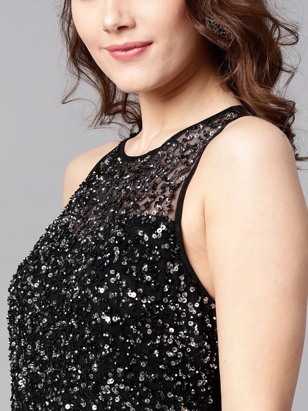 STREET 9 Net Maxi Dress with Sequinned Detail