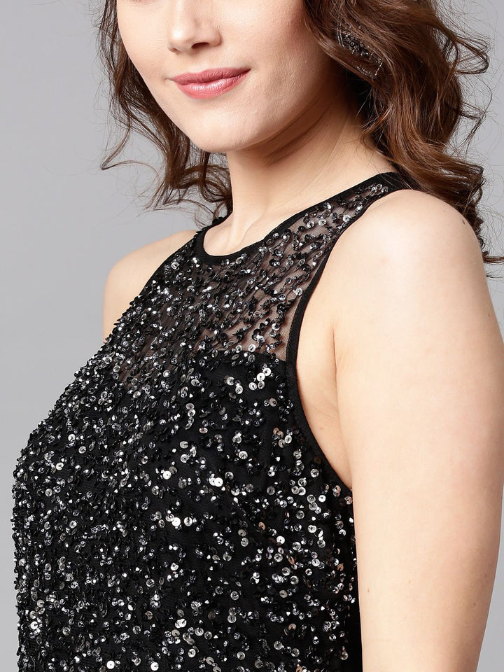STREET 9 Net Maxi Dress with Sequinned Detail