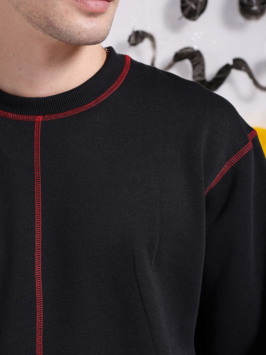The Indian Garage Co Round Neck Long Sleeves Embroidered Pullover Sweatshirt