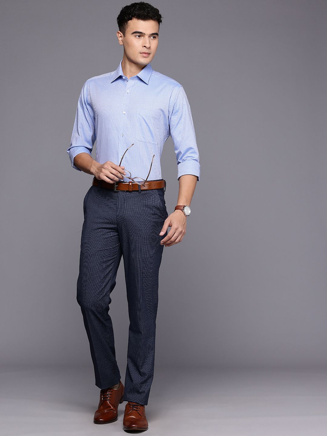 Raymond Pure Cotton Self-Design Geometric Slim Fit Formal Shirt