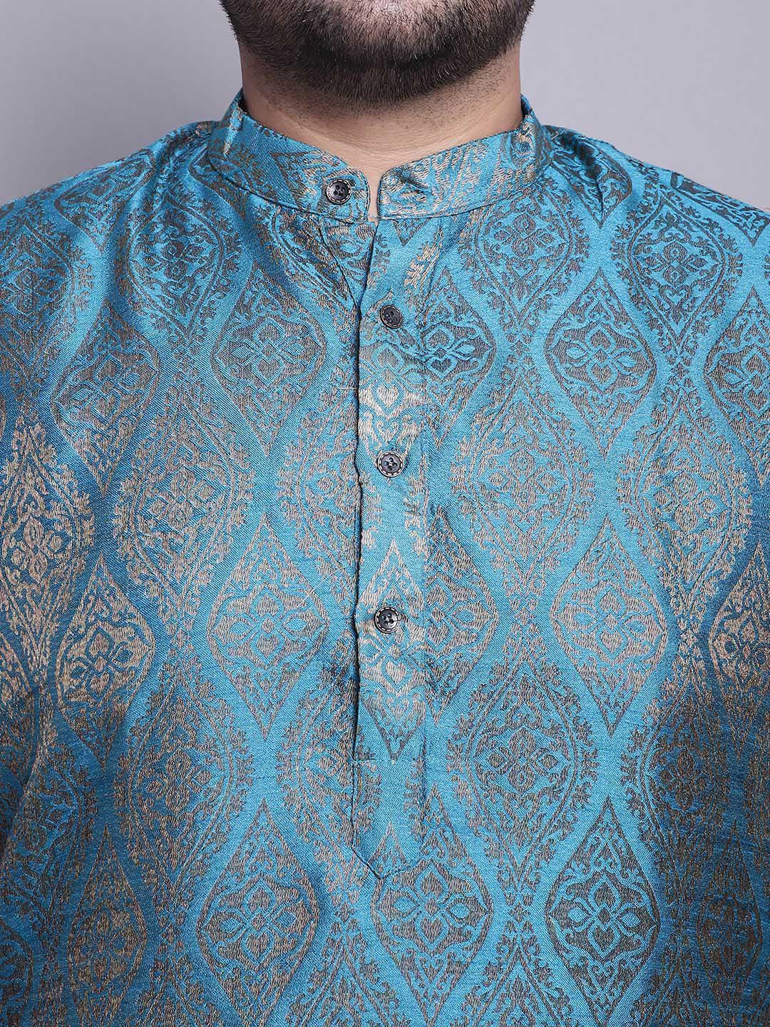 SOJANYA PLUS Ethnic Motifs Woven Design Kurta With Pyjamas & Nehru Jacket