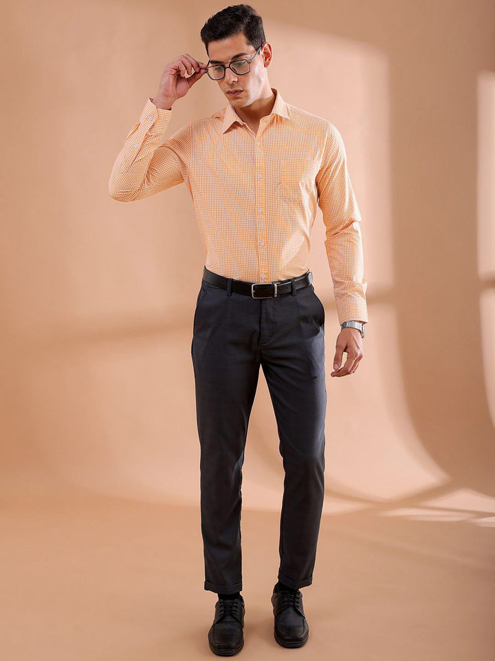The Indian Garage Co. X Luxe Men Slim Fit Micro Checks Formal Shirt