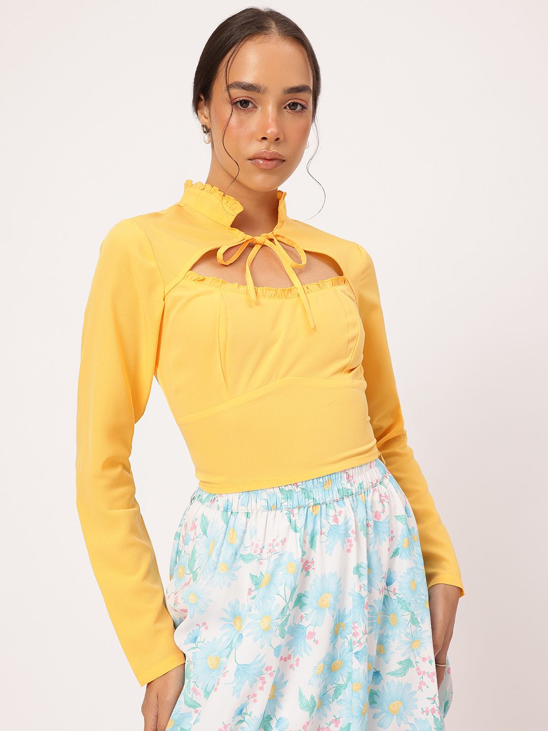 DressBerry Cutesy Tie-Up Soft Girl Empire Top