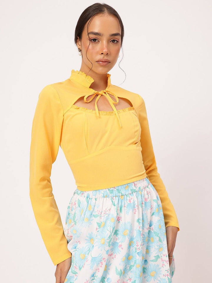 DressBerry Cutesy Tie-Up Soft Girl Empire Top