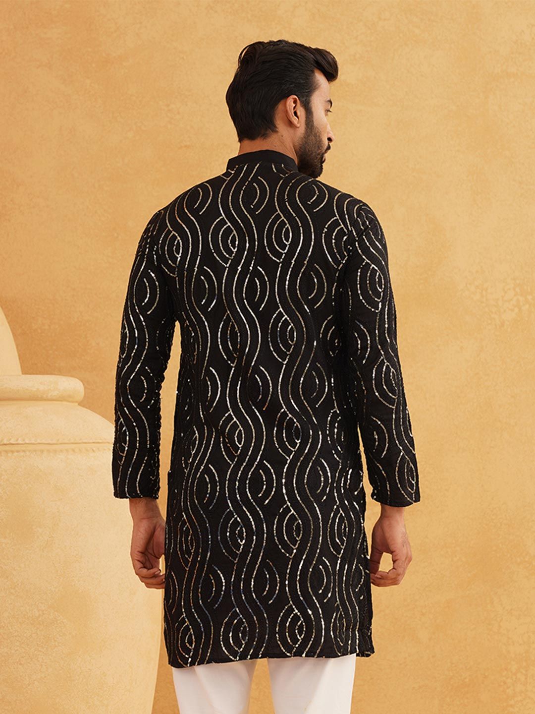 SOJANYA Embellished Mandarin Collar Straight Pure Cotton Kurta