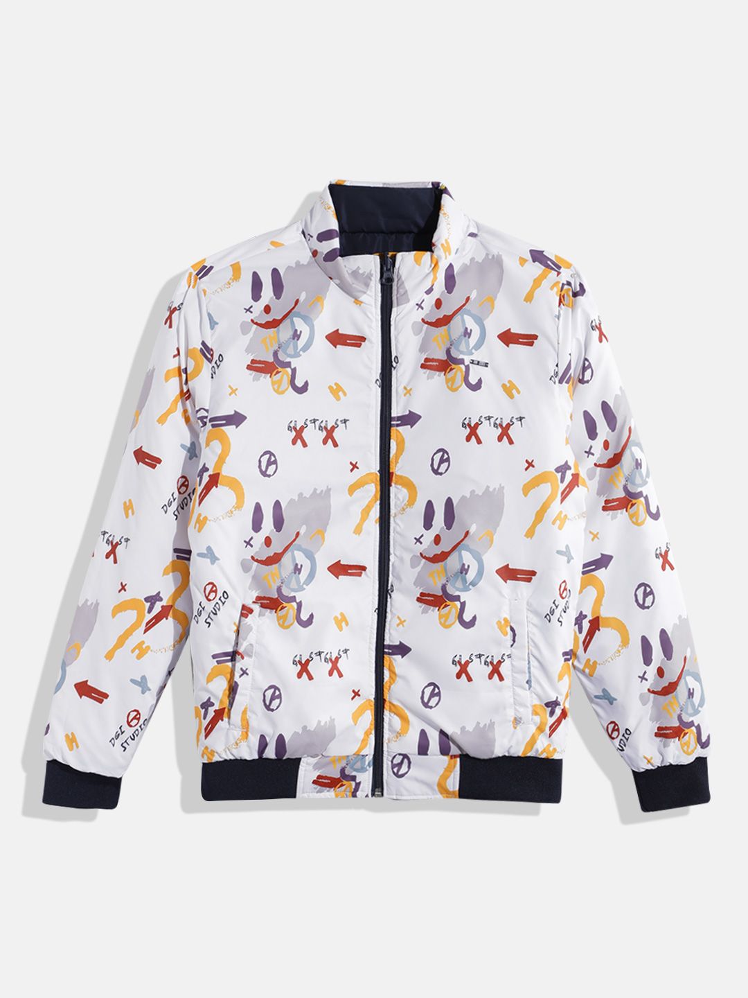 Monte Carlo Boys Colourblocked & Printed Reversible Bomber Jacket