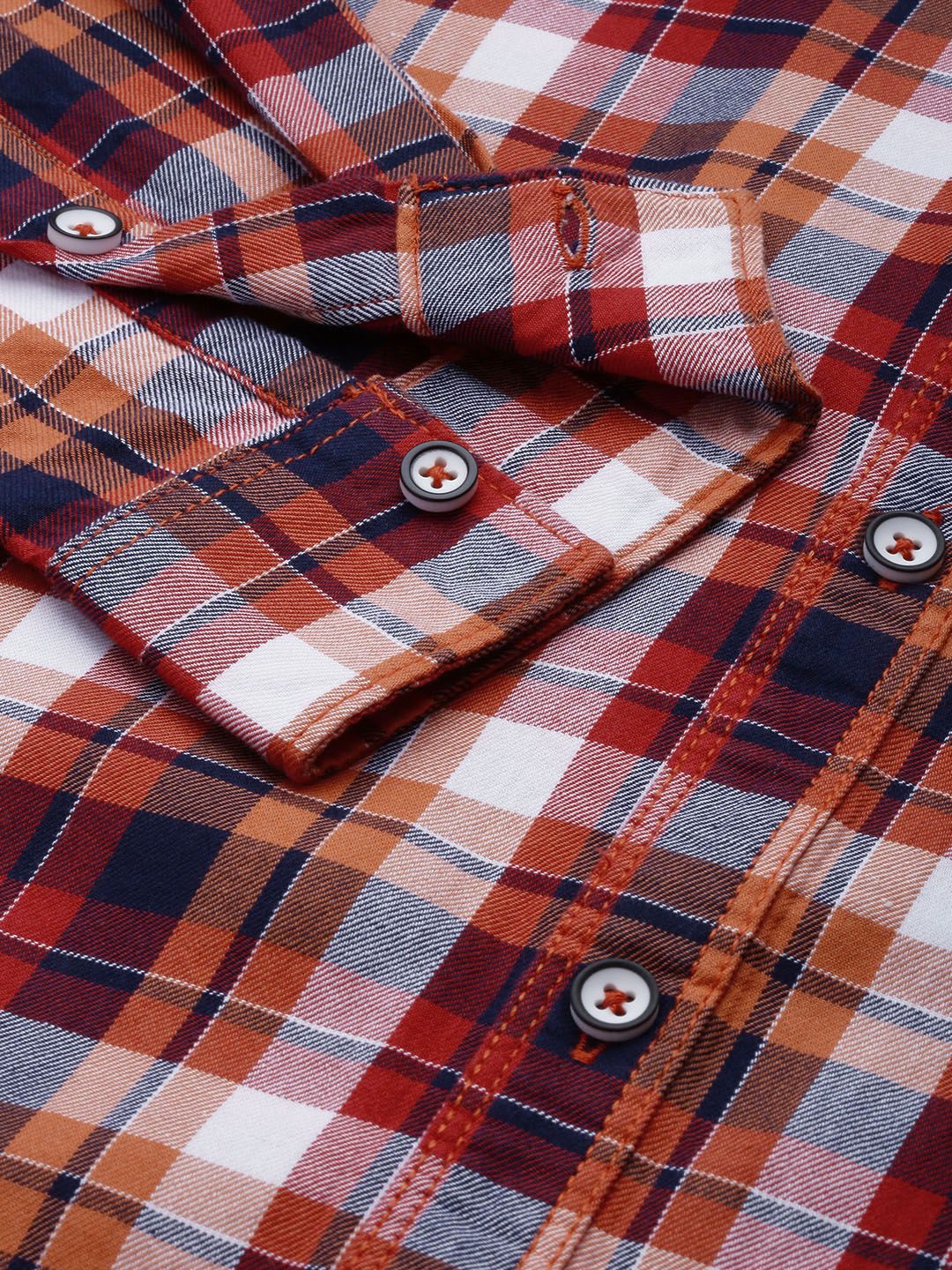 The Indian Garage Co Men Slim Fit Cotton Checked Casual Shirt