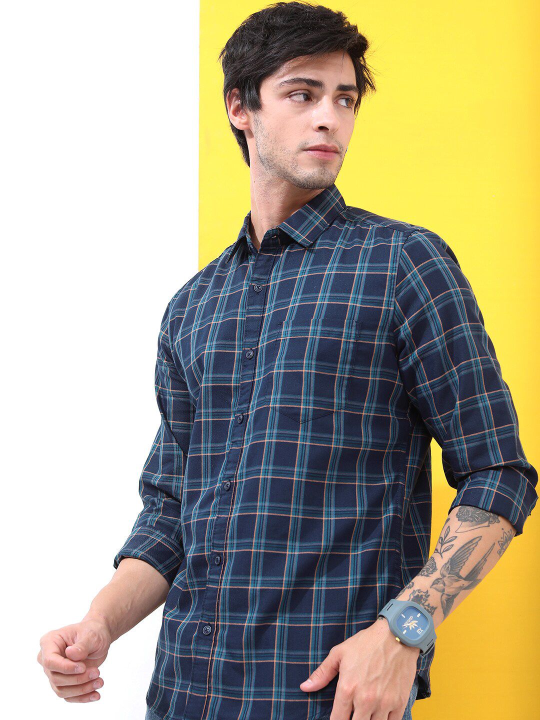 HIGHLANDER Slim Fit Checked Casual Shirt