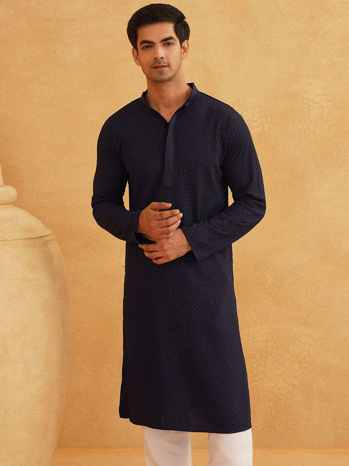 SOJANYA Geometric Embroidered Regular Pure Cotton Straight Kurta With Churidar