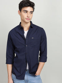 The Indian Garage Co Men Navy Blue Solid Casual Shirt