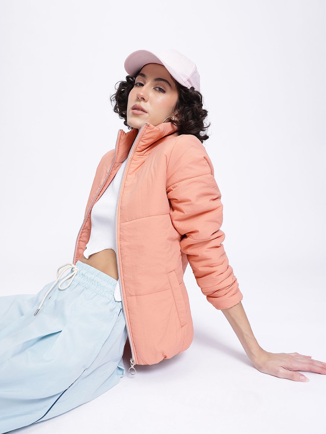 DressBerry Effortless Layering Mock Collar Padded Jacket