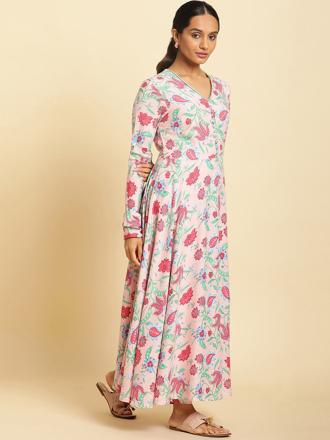 W Floral Printed Kurta with Trousers & Dupatta