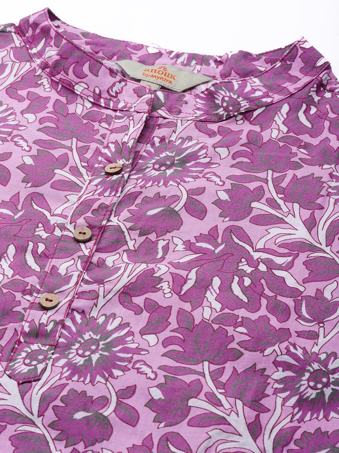 Anouk Women Purple & White Pure Cotton Ethnic Motifs Printed Kurta