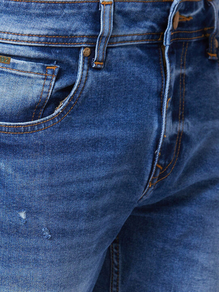 SPYKAR Men Skinny Fit Low-Rise Mildly Distressed Heavy Fade Jeans