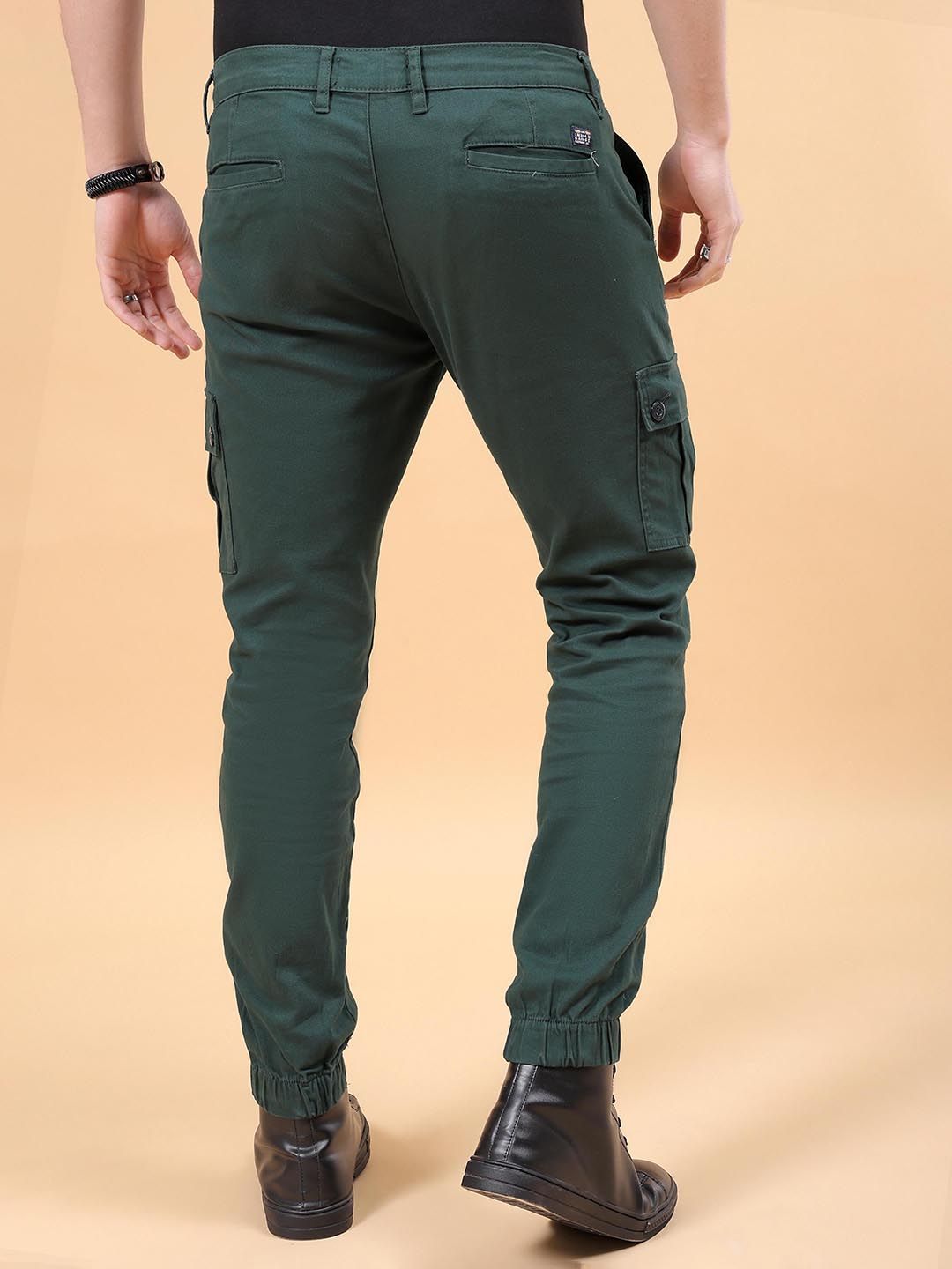 The Indian Garage Co Men Teal Blue Slim Fit Cargos Trousers