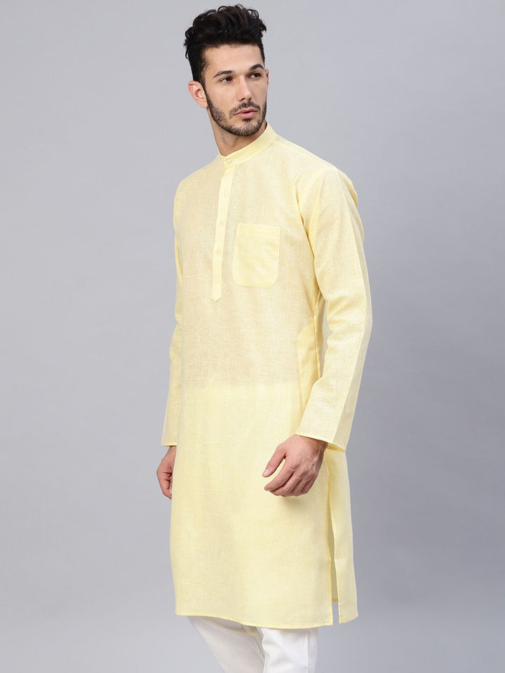 SOJANYA Lelaki Kuning Solid Kurta Lurus