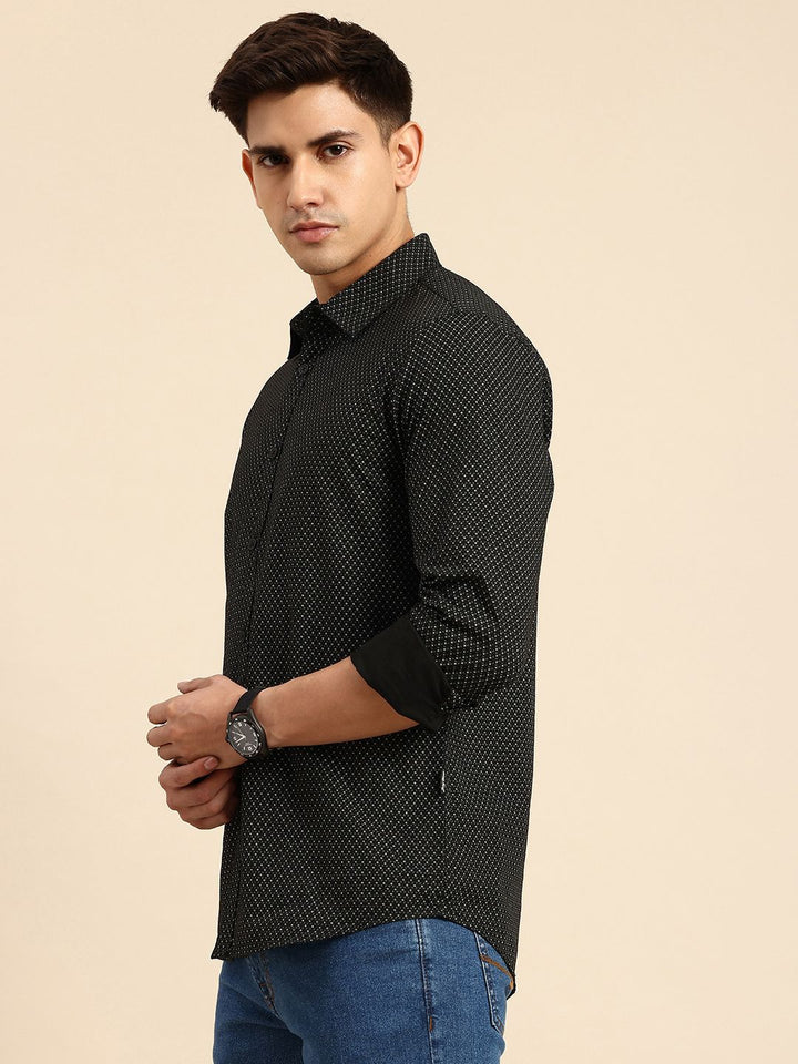 Being Human Spread Collar Micro Ditsy Printed Cotton Slim Fit Casual