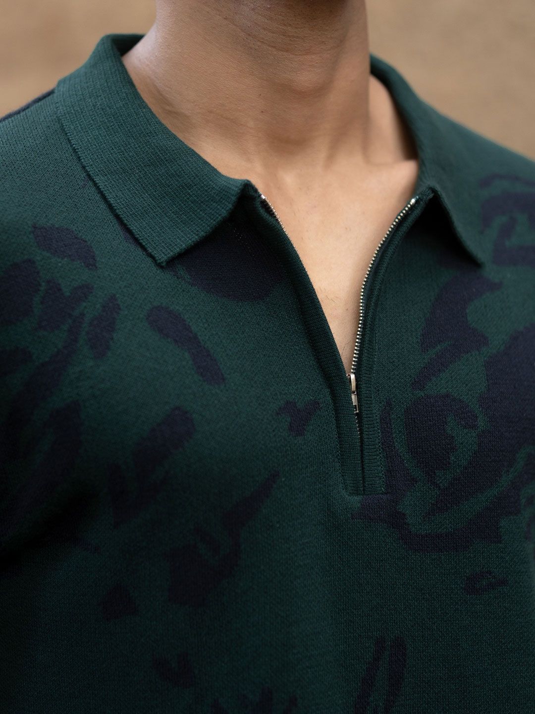 Powerlook Men Abstract Printed Polo Collar Cotton T-shirt