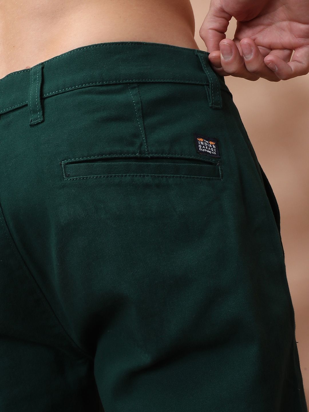 The Indian Garage Co Men Green Slim Fit Chinos Trousers