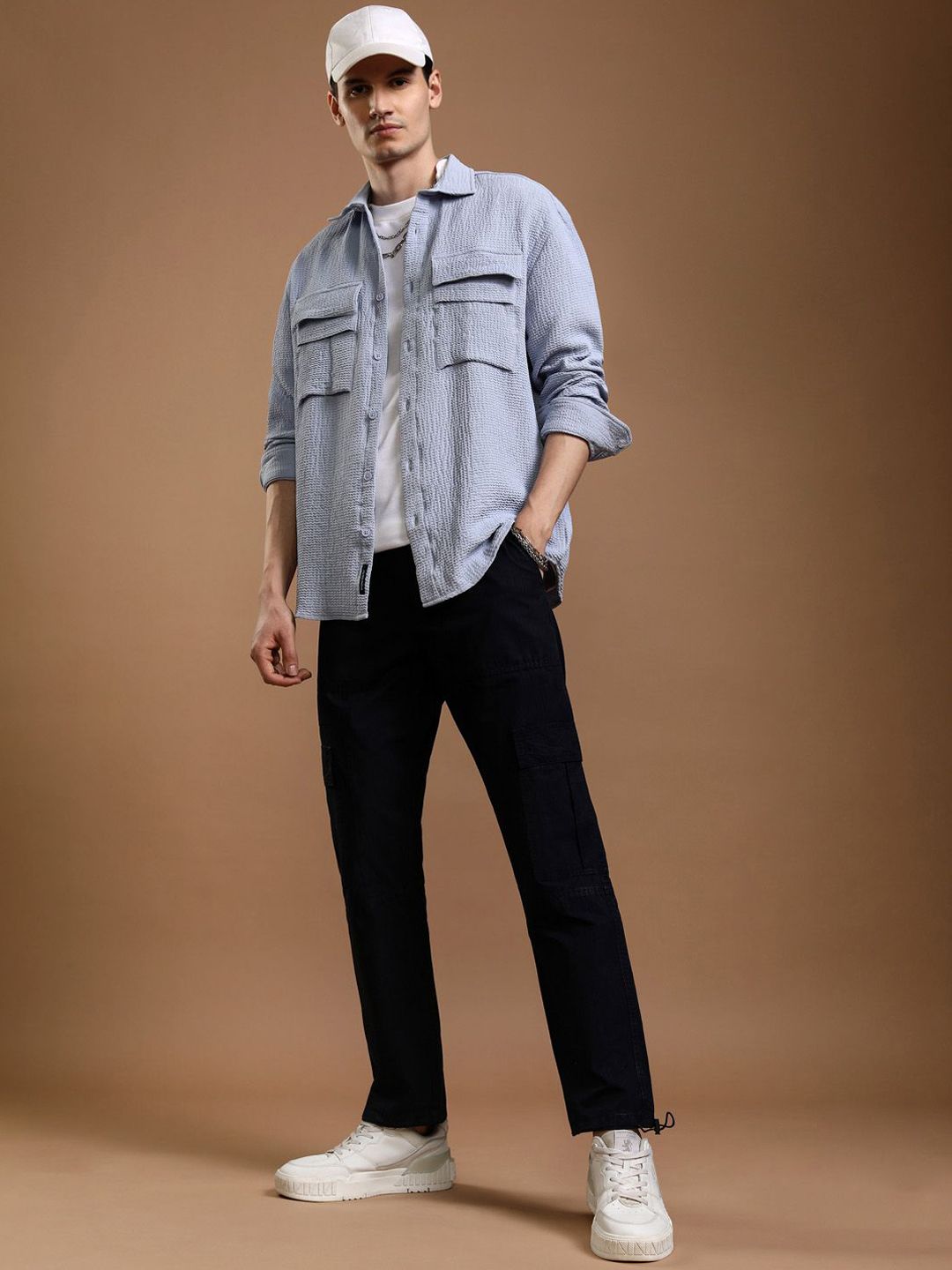 HIGHLANDER Men Straight Fit High-Rise Cargos Trousers