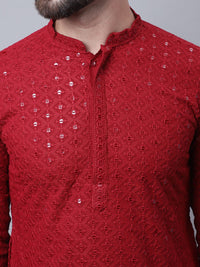 SOJANYA Kurta Kapas Tulen Sulam Bunga Lelaki Dengan Piyama & Jaket Nehru