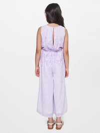 AND Girls lavender Floral Printed Basic Jumpsuit