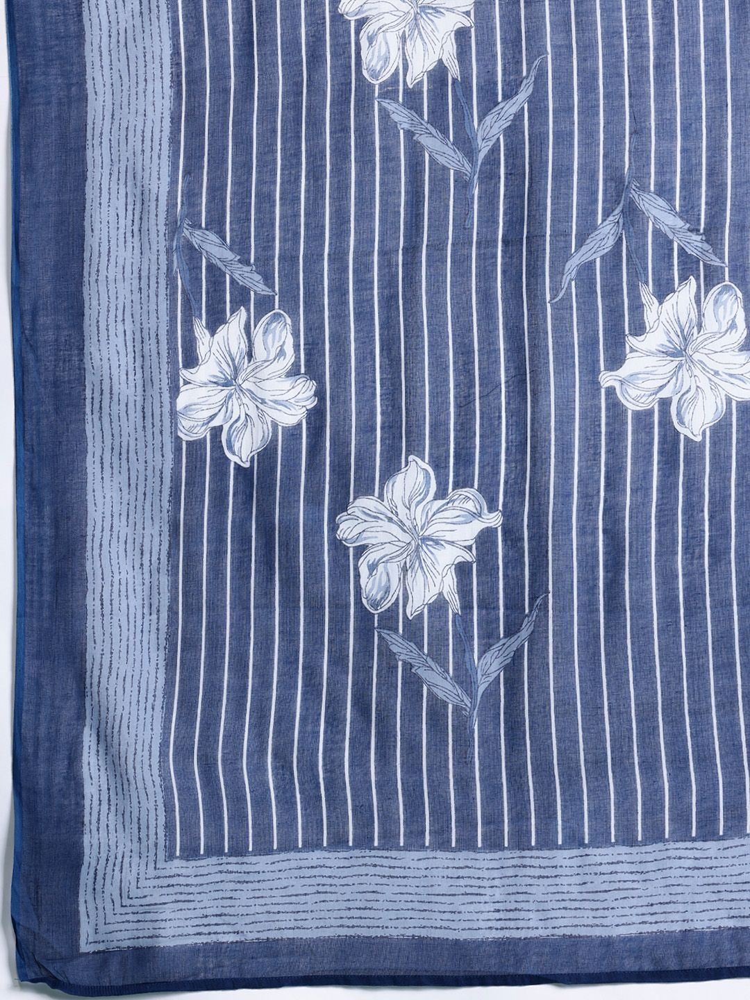 Indo Era Floral Printed Regular Pure Cotton Kurta with Trousers & Dupatta