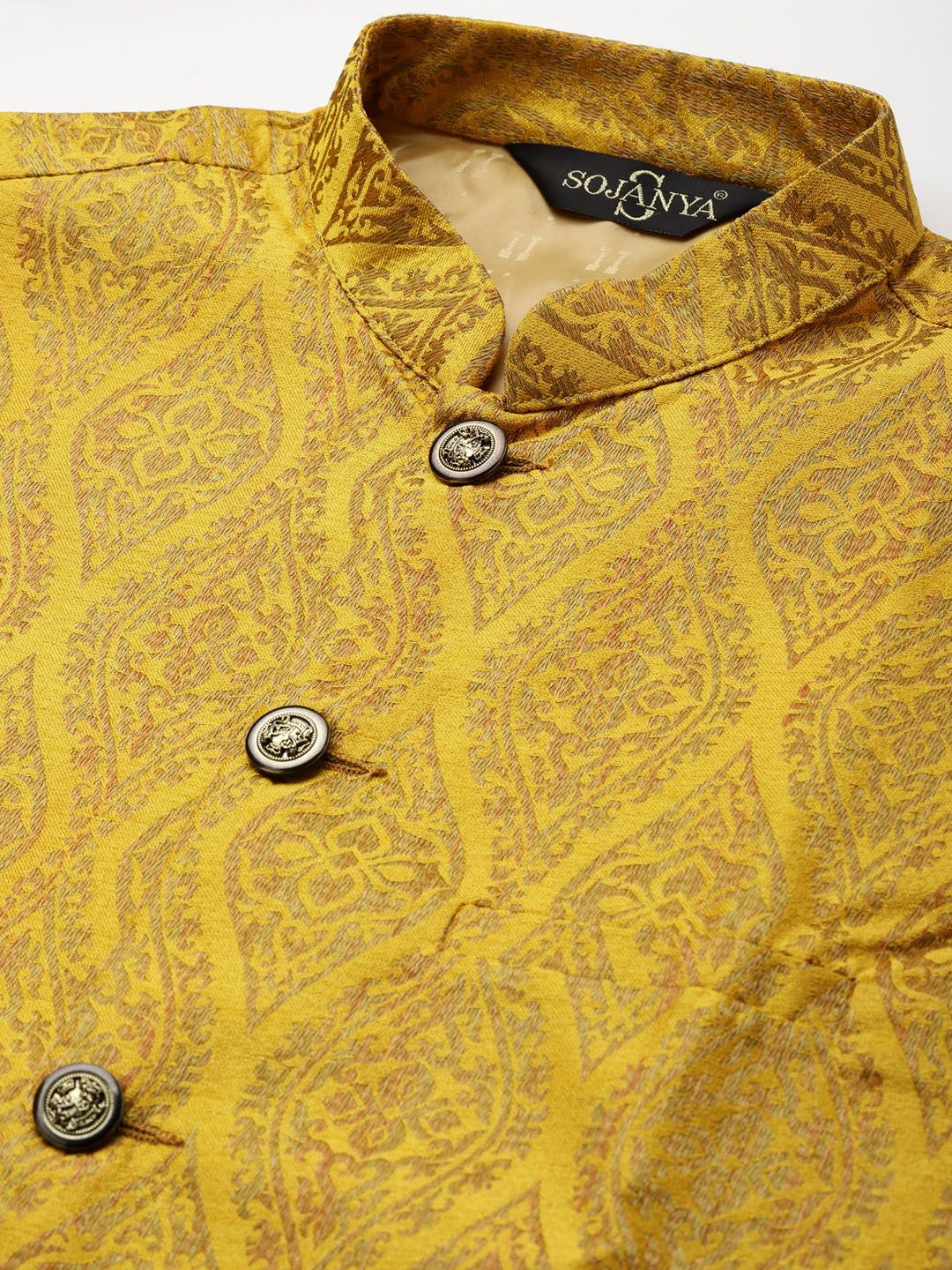 SOJANYA Kurta Hitam Lelaki dengan Jaket Churidar & Nehru