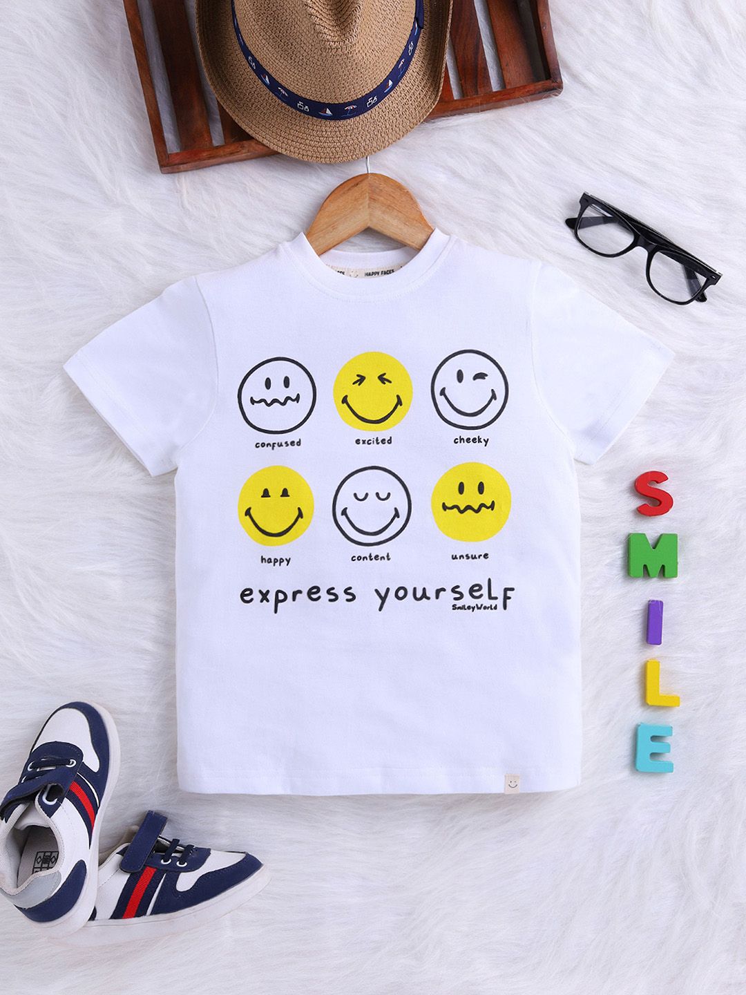 Happy Faces Boys Printed Pure Cotton T-shirt