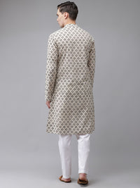 See Designs Men Beige Printed Regular Pure Cotton Kurta with Pyjamas